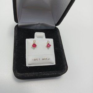 Ruby (0.44CT) natural diamonds earrings 10k purity gold